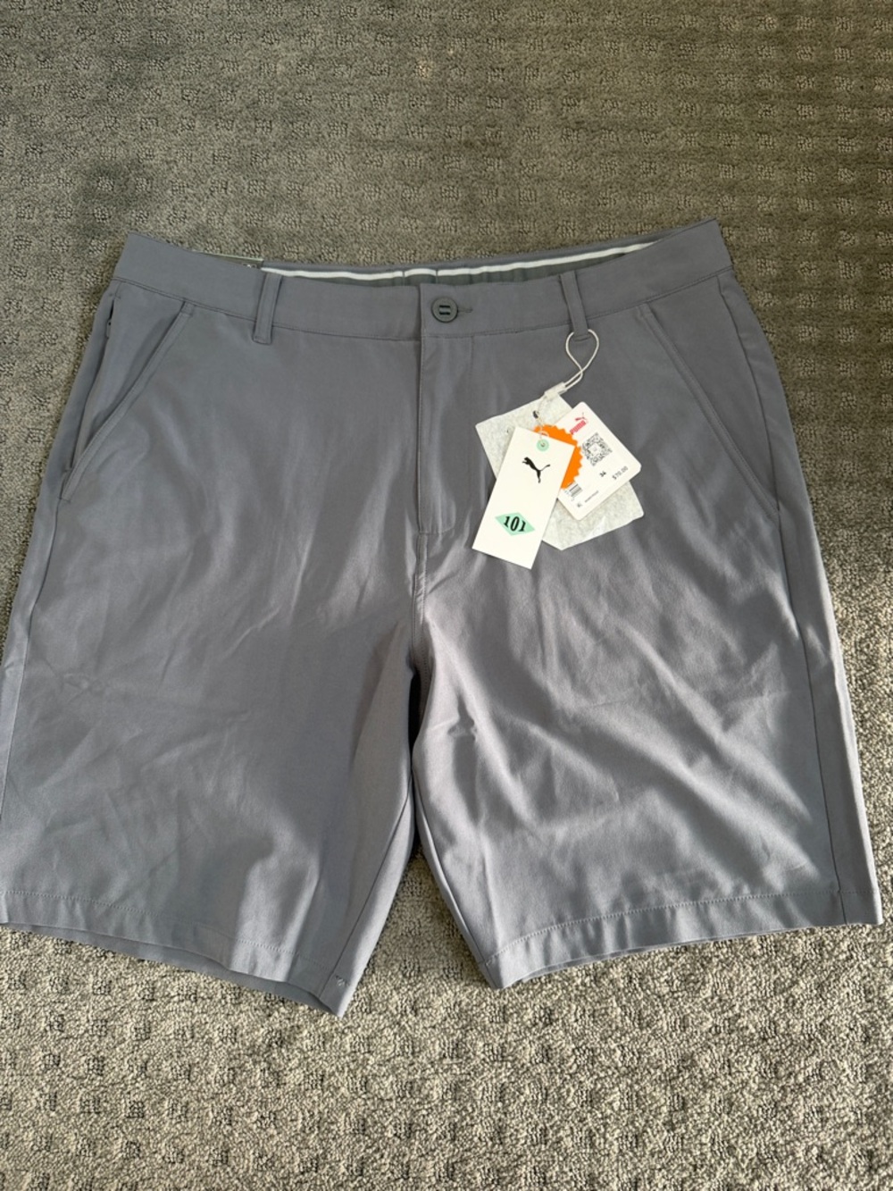 Puma Men's Light Gray Flat Front Performance Shorts